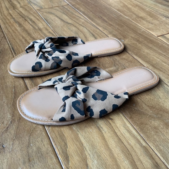 NEW! Unworn Leopard Print Knot Slide Sandals Neutral Casual Summer Women Size 10 - Picture 3 of 13